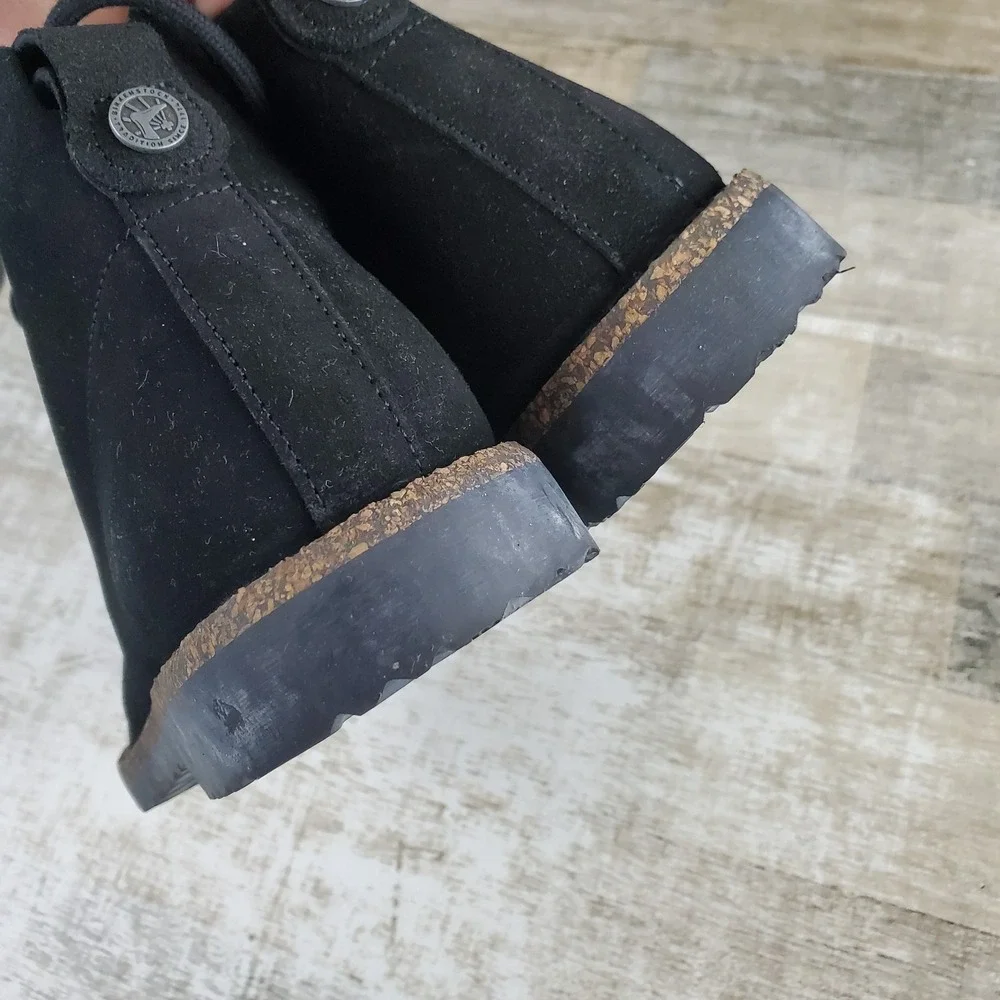 Birkenstock Uppsala Mid Boots Mens 9 Black Suede Lace Up Round Toe